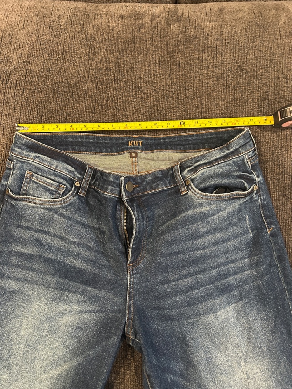 Kut from the Kloth Ankle Straight Leg Jeans - Dark Blue Denim with cuff hem - Picture 4 of 5